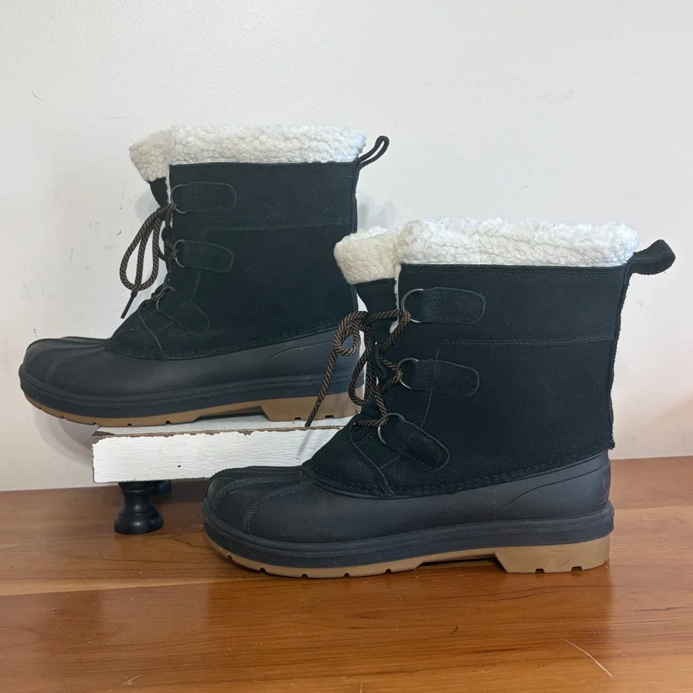 Cat & Jack Kids Black Snow Boots Faux Fur Lined Thermolite Insulated Size 6